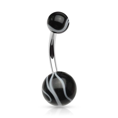 Levně Piercing do pupíku - banánek (černá) - BA01015-K