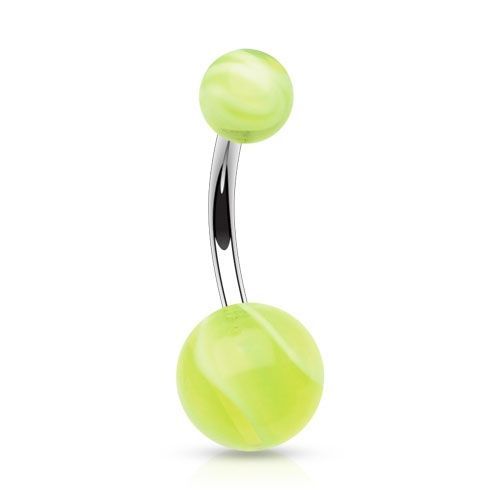 Levně Piercing do pupíku - banánek (svítivě zelená) - BA01015-G