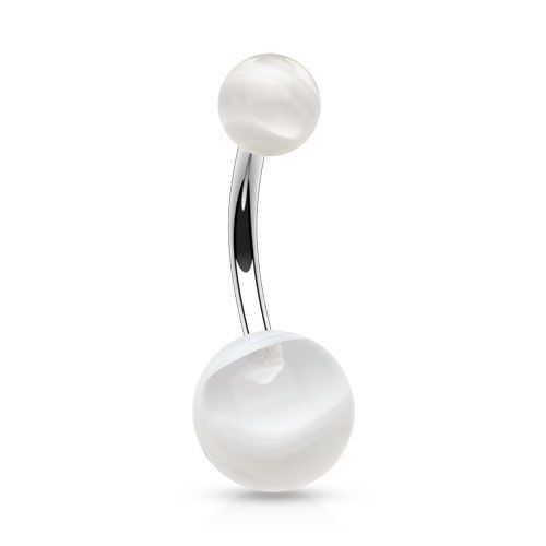 Piercing do pupíku - banánek (bílá) - BA01015-C