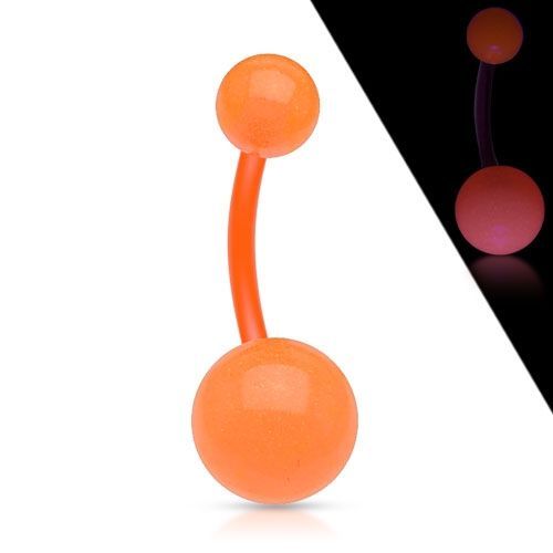Levně Svítící piercing do pupíku - banánek (oranžová) - BA01095-O