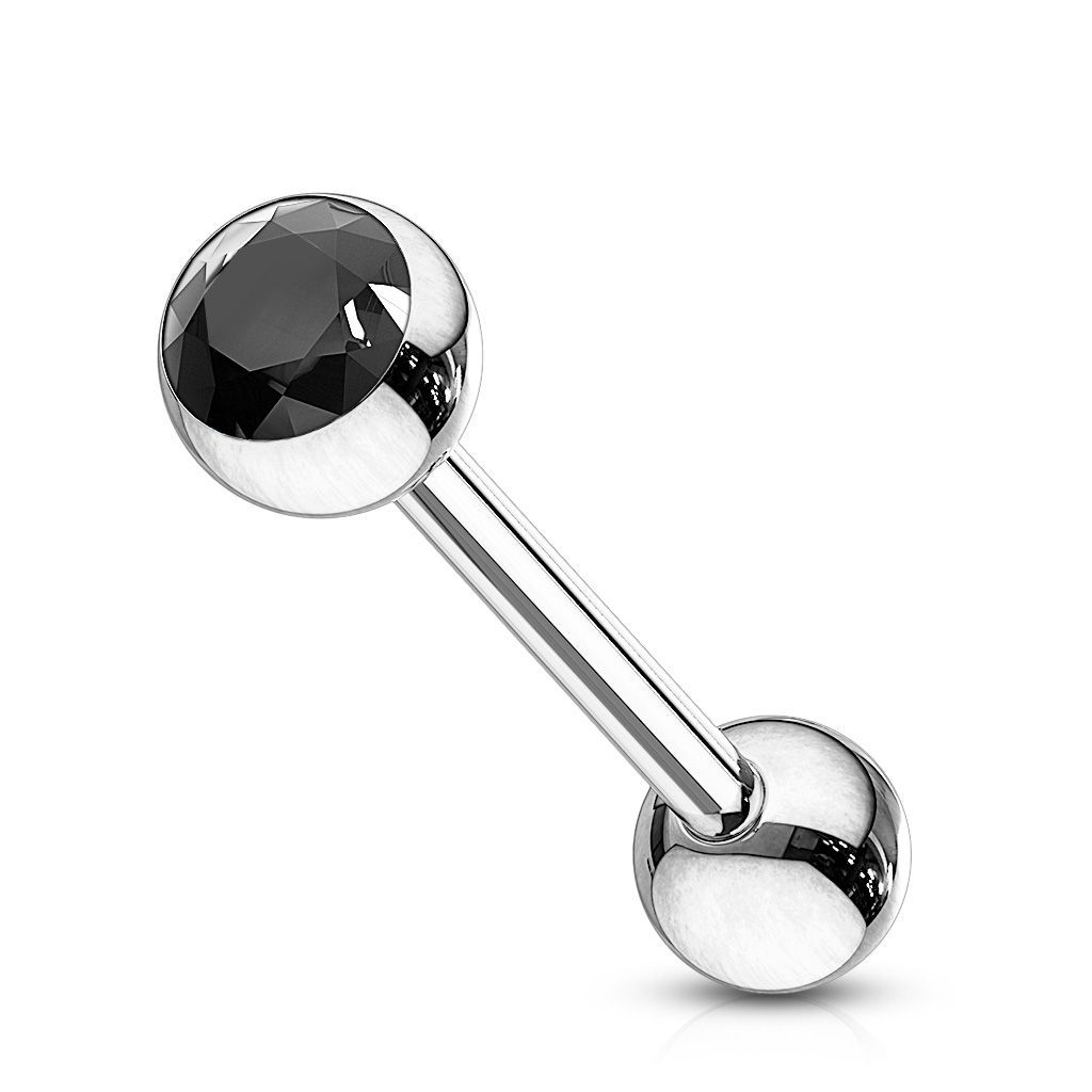 Levně Piercing do jazyka - kamínek (černá, 1,6 x 16 mm)