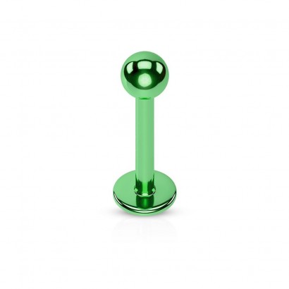 Piercing do brady - labreta (zelená, 1,2 x 8 x 3 mm)