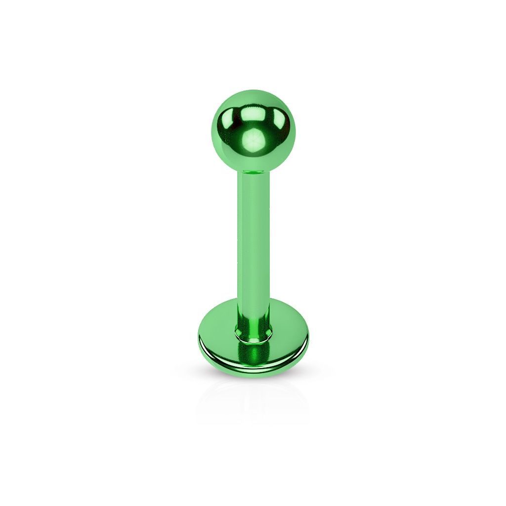 Piercing do brady - labreta (zelená, 1,2 x 6 x 3 mm) - LB1035G-1206