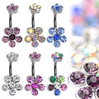 Levně S4U Piercing do pupíku - kytičky (čirá) - WP01055-C