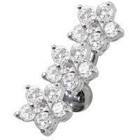 S4U Stříbrný piercing do pupíku se štítem - kytičky (čirá) - BP01171-C