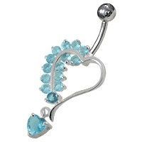 S4U Stříbrný piercing do pupíku - srdíčko (tyrkysová) - BP01312-Q