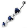 Stříbrný piercing do pupíku - srdíčka (tyrkysová)