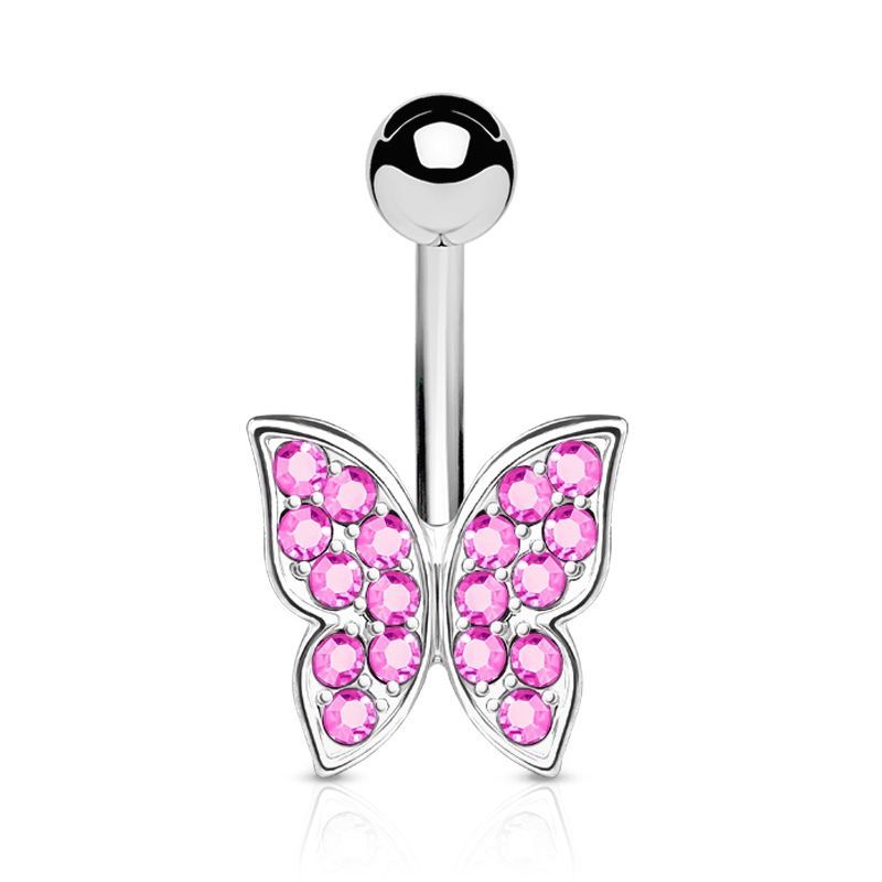 Piercing do pupíku - motýlek (růžová)