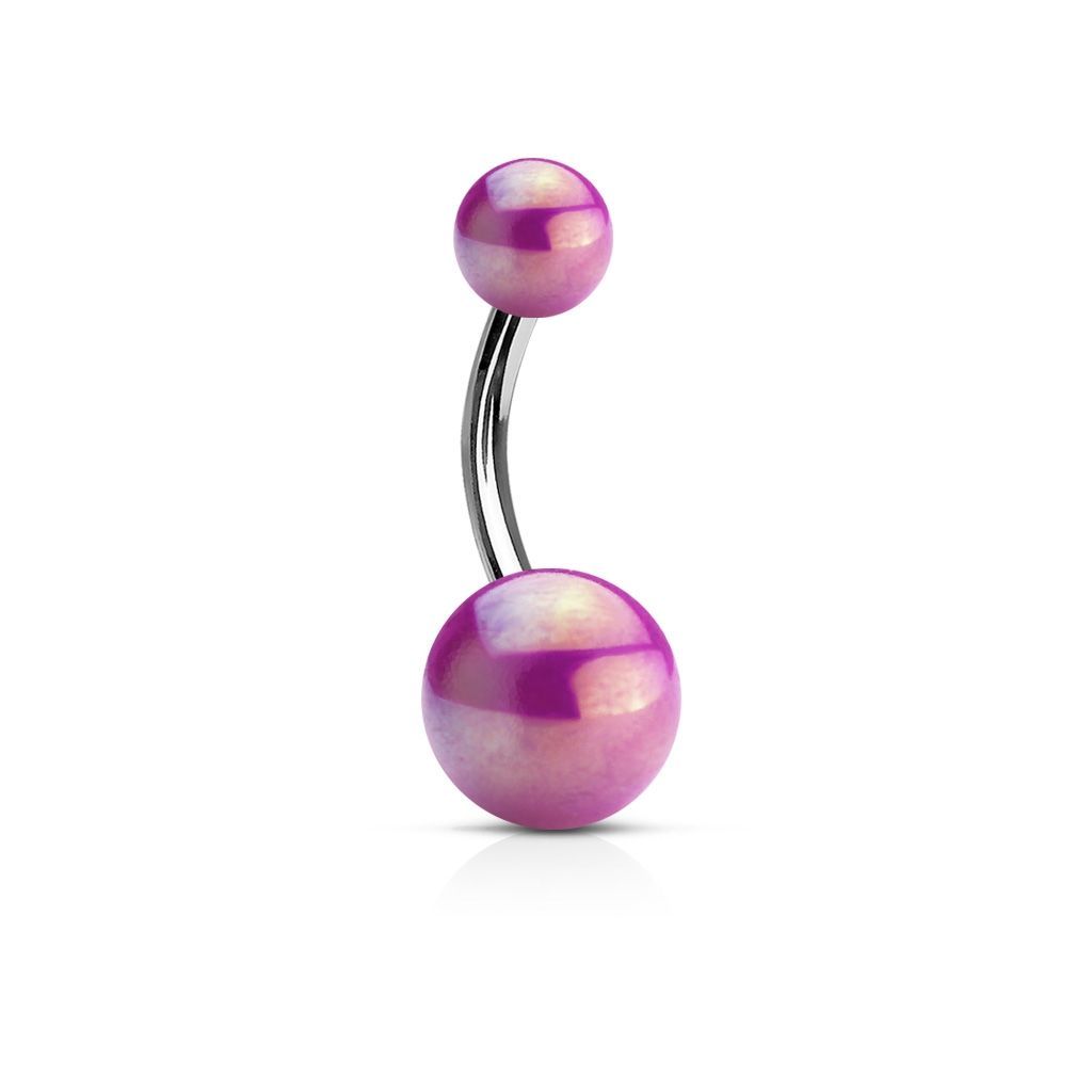 Levně Piercing do pupíku - banánek metalické barvy (fialová)