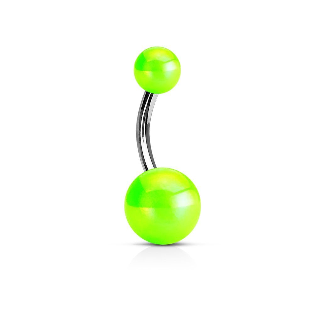 Levně Piercing do pupíku - banánek metalické barvy (zelená)
