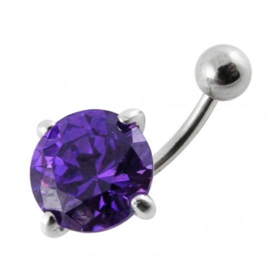 S4U Stříbrný piercing do pupíku - zirkon 12 mm (fialová) - BP01001-A