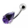 Stříbrný piercing do pupíku - kapka (čirá)