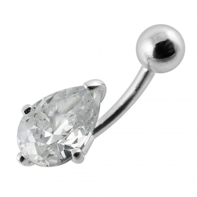 S4U Stříbrný piercing do pupíku - kapka (čirá) - BP01010-C