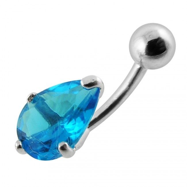 S4U Stříbrný piercing do pupíku - kapka (tyrkysová) - BP01010-Q