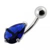 Stříbrný piercing do pupíku - kapka (růžová)