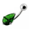 Stříbrný piercing do pupíku - kapka (růžová)