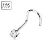 Zlatý piercing do nosu - čtvercový zirkon, Au 585/1000 (čirá, 0,14 g)