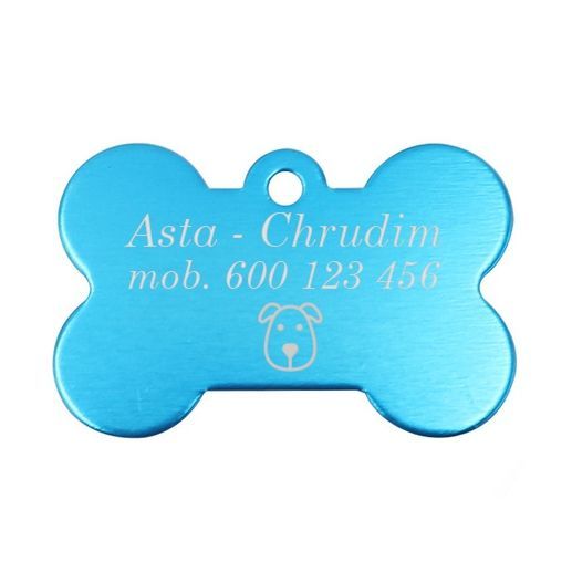 Levně S4U Hliníková psí známka kost (světle modrá) - PZ003-LB