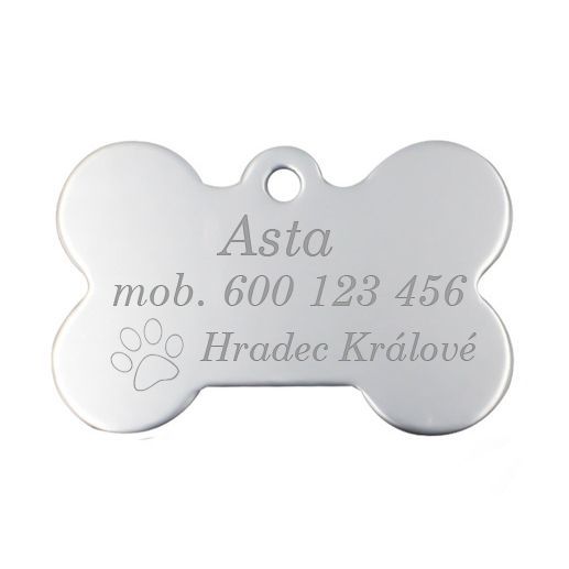 Levně S4U Hliníková psí známka kost (stříbrná) - PZ003-SI