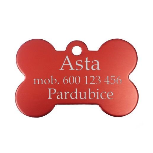 Levně S4U Hliníková psí známka kost (červená) - PZ003-R