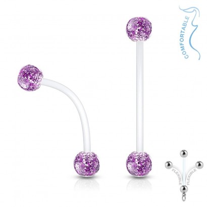Pružný těhotenský piercing do pupíku (fialová, 1,6 x 25 mm)