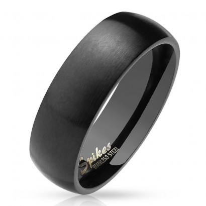 Černý matný ocelový prsten, šíře 6 mm (65)