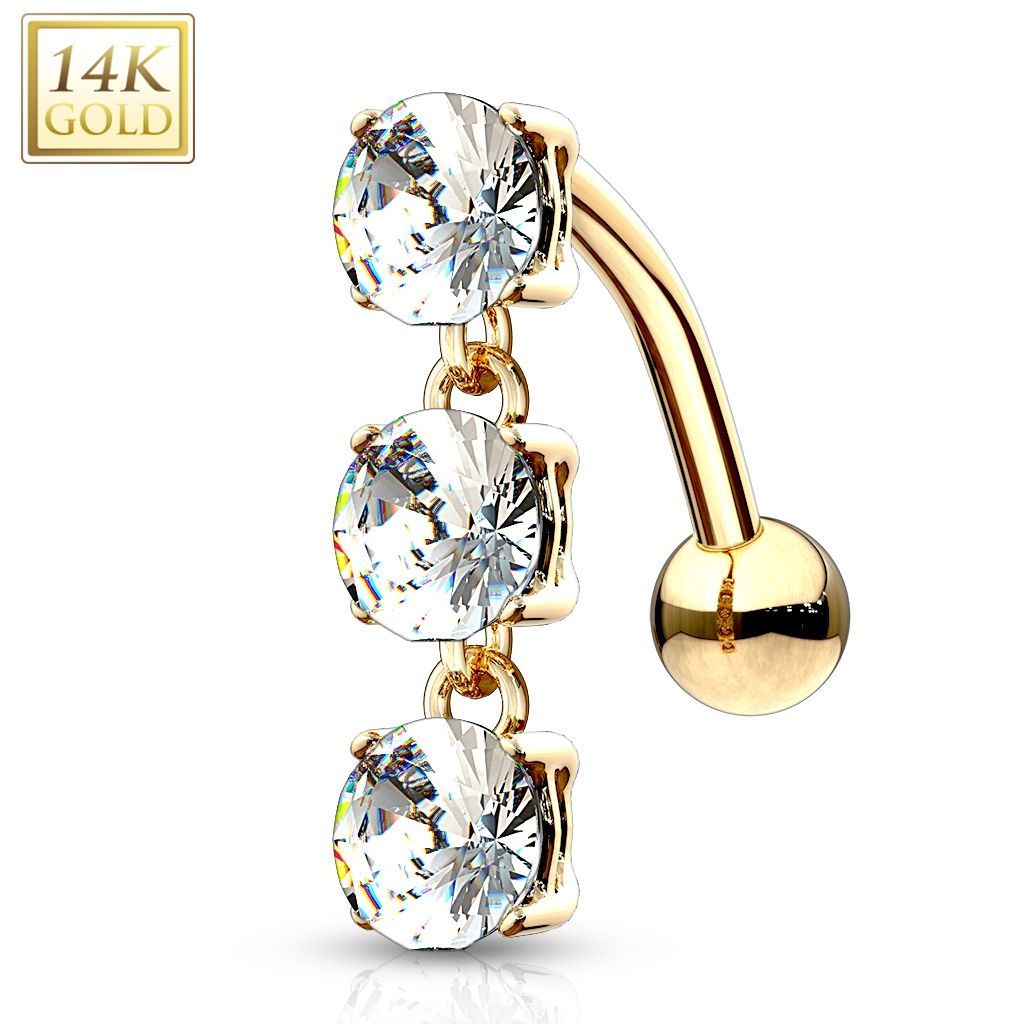 Zlatý piercing do pupíku, Au 585/1000 - ZL01066-YG