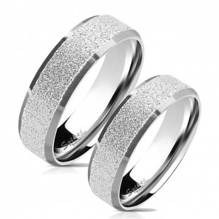OPR0077 Ocelové snubní prsteny pískované - pár