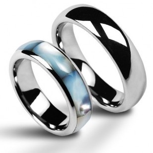 NWF1019+NWF1025 Wolframové snubní prsteny s perletí - pár