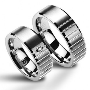 NWF1017-Zr Wolframové snubní prsteny - pár
