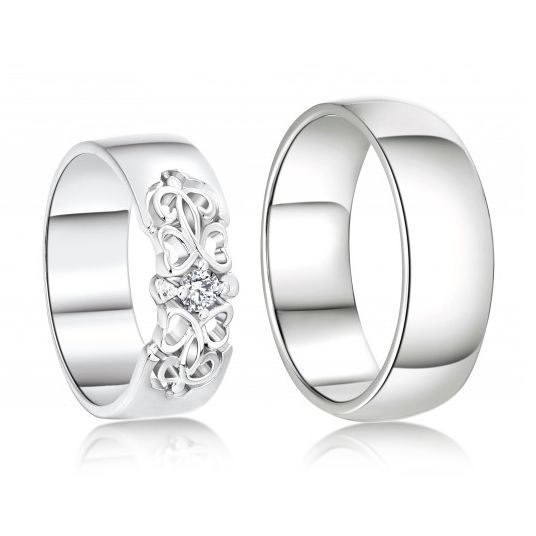 AN1044 + AN1045 Stříbrné snubní prsteny, AG 925/1000 - pár