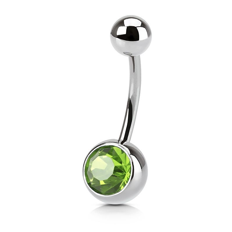 Levně Piercing do pupíku - banánek (světle zelená) - BS01001-G