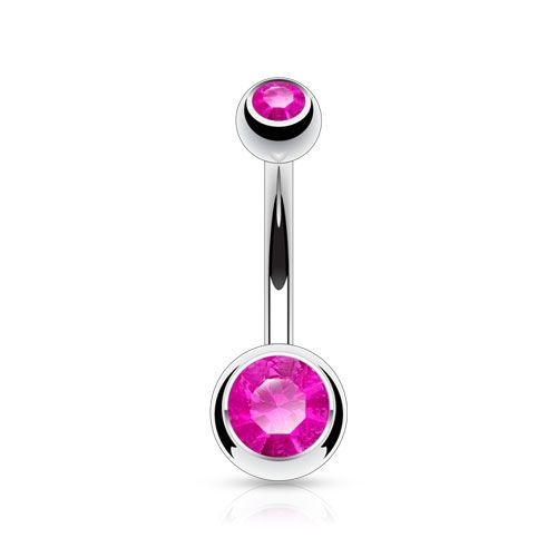 Levně Piercing do pupíku - banánek (tmavě růžová)