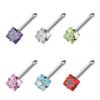 Piercing do nosu - čtvercový kamínek 3 x 3 mm (zelená)