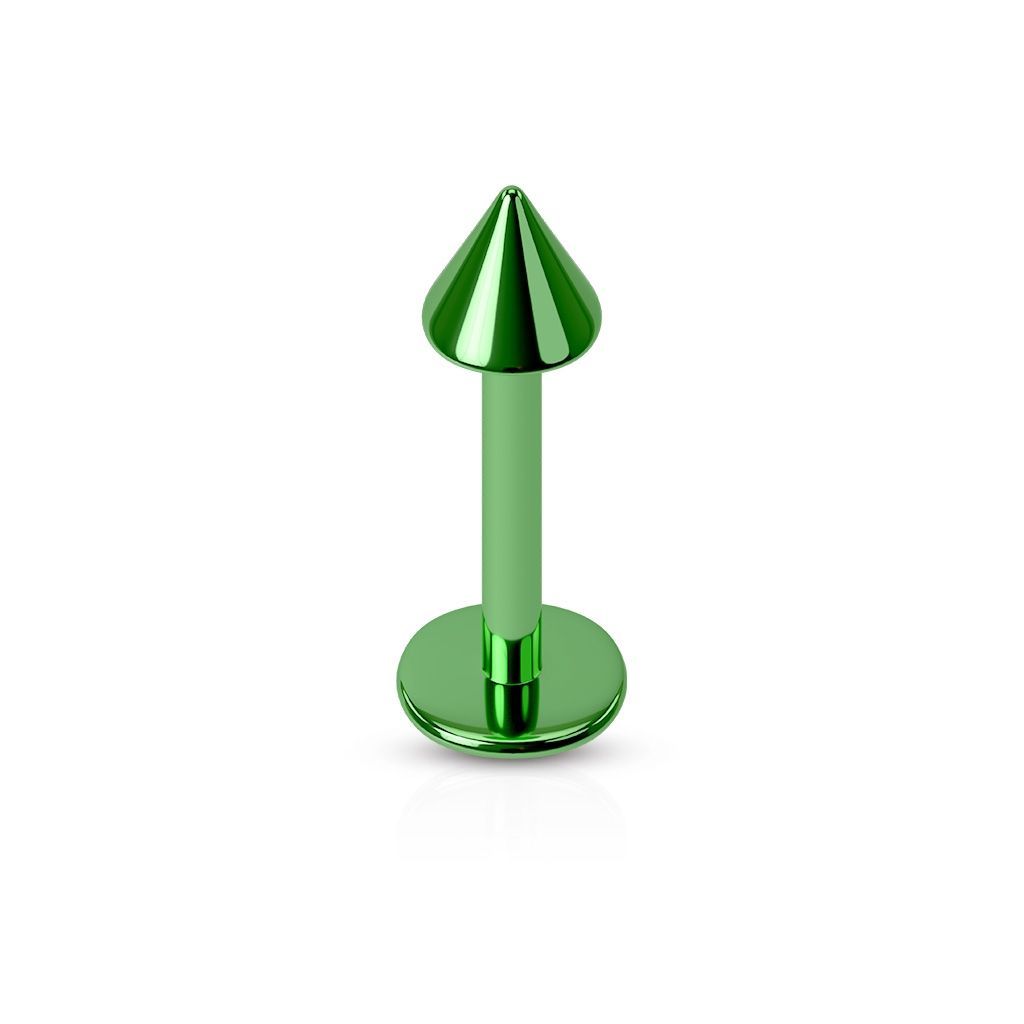 Piercing do brady - kónus (tmavě zelená, 3 x 3 mm, 1,2 x 8 mm) - LB1055G-1208