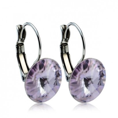 Ocelové náušnice s krystaly Swarovski® 12 mm, VIOLET