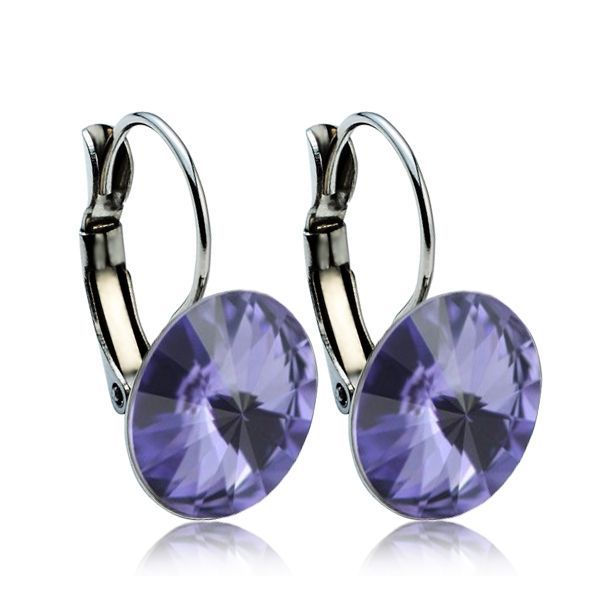 NUBIS Ocelové náušnice s krystaly Swarovski 12 mm, TANZANITE - NBS12-TZ