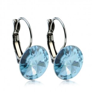 Ocelové náušnice s krystaly Swarovski® 12 mm, AQUAMARINE