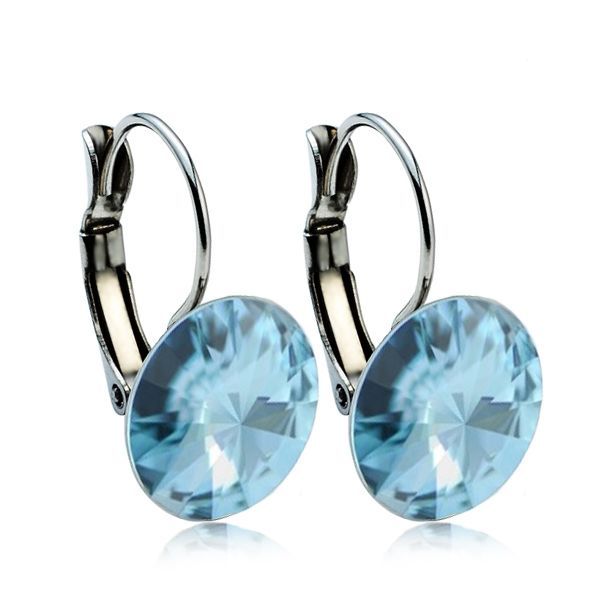 NUBIS Ocelové náušnice s krystaly Swarovski 12 mm, AQUAMARINE - NBS12-AQ