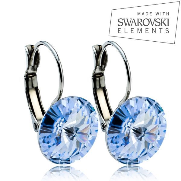 NUBIS Ocelové náušnice s krystaly Swarovski 12 mm, LIGHT SAPPHIRE - NBS12-LSP