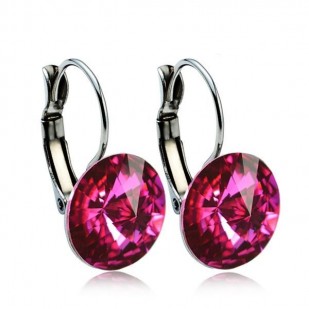 Ocelové náušnice s krystaly Swarovski® 12 mm, FUCHSIA