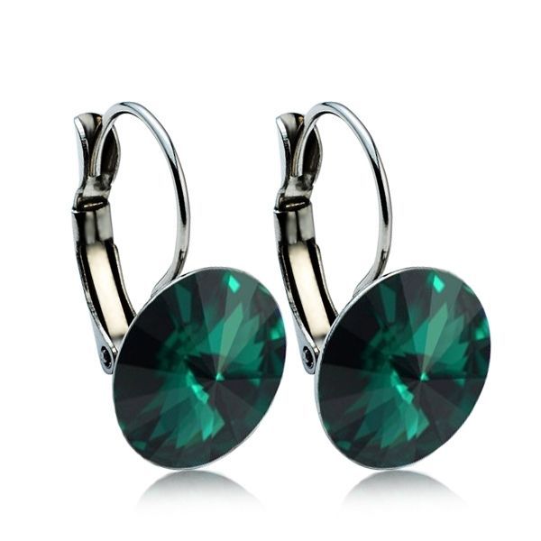 NUBIS Ocelové náušnice s krystaly Swarovski 12 mm, EMERALD - NBS12-EM