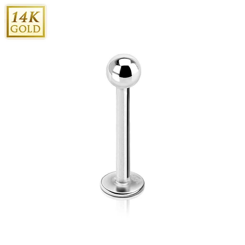 Levně Zlatý piercing do brady - labreta, Au 585/1000 (0,33 g, 1,2 x 8 mm) - ZL01101-12083-WG