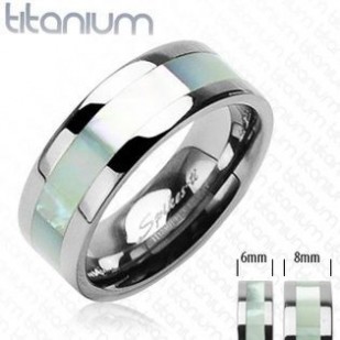 TT1006 Titanové snubní prsteny s perletí - pár