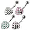Stříbrný piercing do pupíku - srdíčko (čirá)