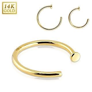 Levně Zlatý piercing do nosu kruh, Au 585/1000 (0,30 g, 1,0 x 10 mm) - ZL01040-1010-YG