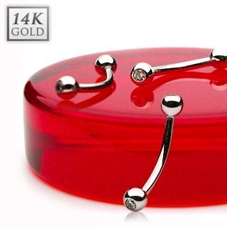 Zlatý piercing do obočí, Au 585/1000 (0,52 g, 1,2 x 8 mm) - ZL01108-1208-WG