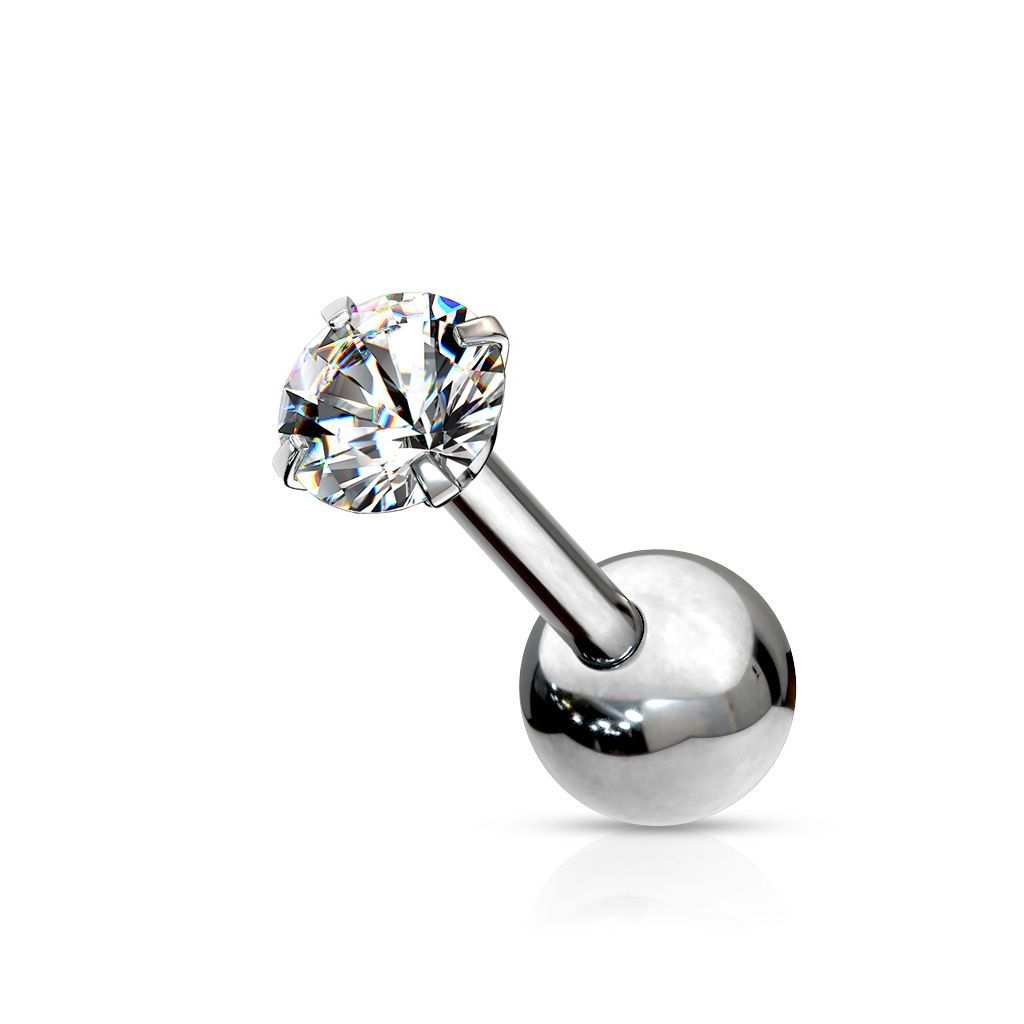 Cartilage piercing do ucha, čirý kámen (2 mm, 1,2 x 6 mm)