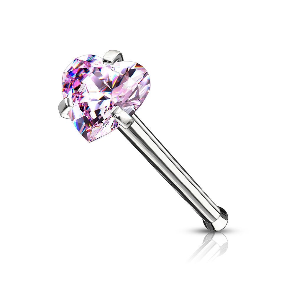 Levně Piercing do nosu srdíčko (růžová)