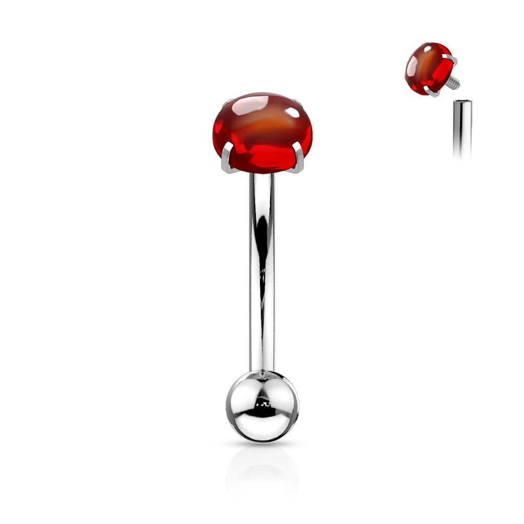 Levně Piercing do obočí s kulatým kamenem (červená)